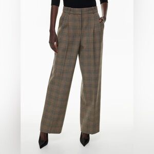 Babaton limited ed plaid pleated wide leg pants 10 NWOT “Nelson Lt. Birch”